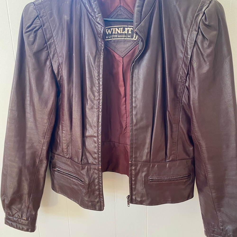 Women's vintage oxblood leather Bomber
